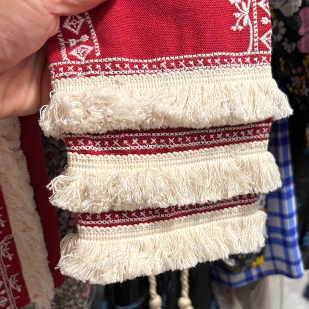 Julia Amory Red Jacket with White Embroidery - Picture 3 of 13